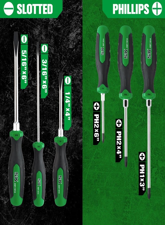 SK Magnetic Screwdriver Set, S2 Steel, 3 Slotted & 3 Phillips Screwdrivers, SureGrip Handle - Image 4