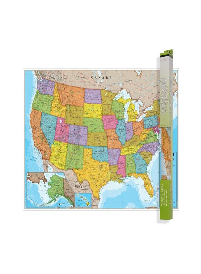 Waypoint Geographic Blue Ocean Series USA Wall Map, Laminated Wall Map Poster, Educational Wall Art For Home, Classroom, or Office, Unique Gifts, 24” H x 36” W - Image 1