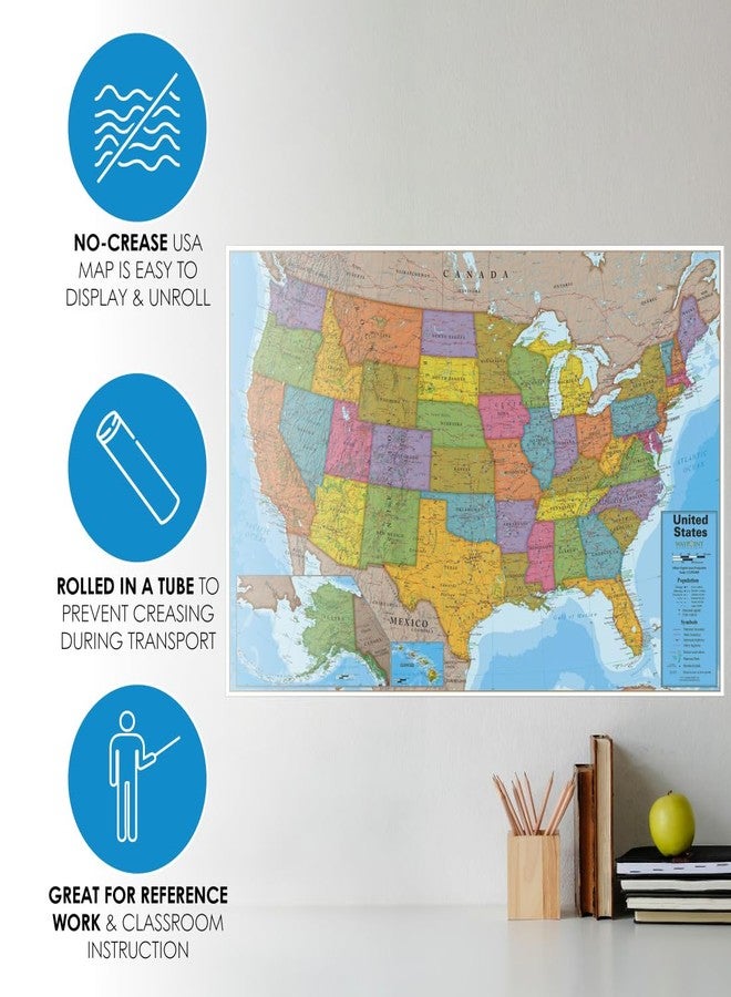Waypoint Geographic Blue Ocean Series USA Wall Map, Laminated Wall Map Poster, Educational Wall Art For Home, Classroom, or Office, Unique Gifts, 24” H x 36” W - Image 5
