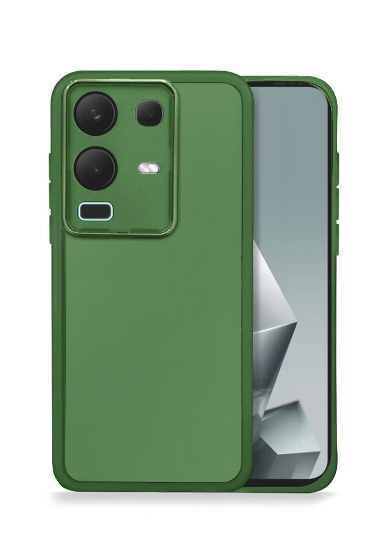 Wtech Infinix Note 50 Pro 4G 2025 Soft Transparent Camera Lens Protection TPU Silicone Ultra Thin Phone Stylish Electroplated Camera Border Back Case Cover - Olive  - Image 1