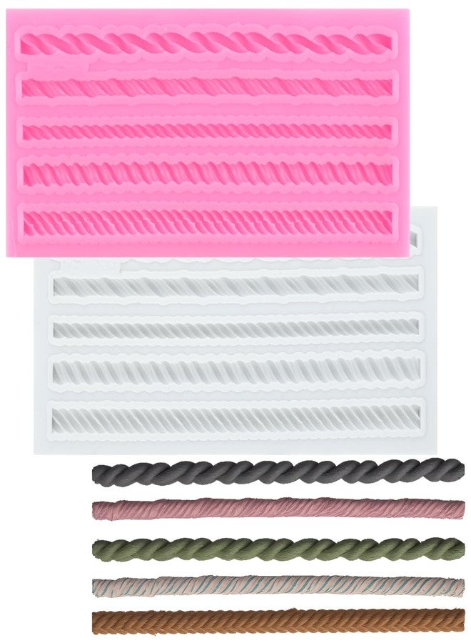 RFGHAC Hemp Rope Fondant Molds Rope Cake Decorating Silicone Mold for Cupcake Topper Chocolate Candy Gum Paste Polymer Clay Set Of 2 - Image 1