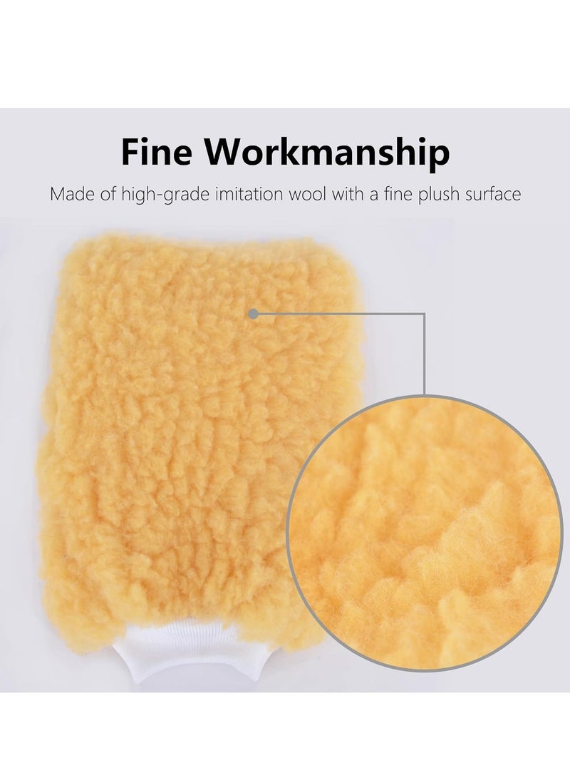 Generic 1pc Car Washing Gloves, Household Cleaning Gloves, Household Dust Removal Cloth Imitation Wool Gloves (Yellow) - Image 2