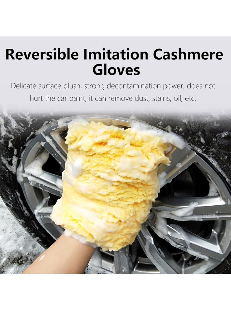 Generic 1pc Car Washing Gloves, Household Cleaning Gloves, Household Dust Removal Cloth Imitation Wool Gloves (Yellow) - Image 4