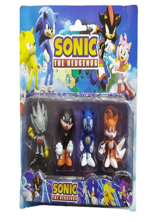 Generic - Sonic Hedgehog Cat Character Collectible Toy Figures Cake Topper, 5cm, 4 Pieces - Image 1