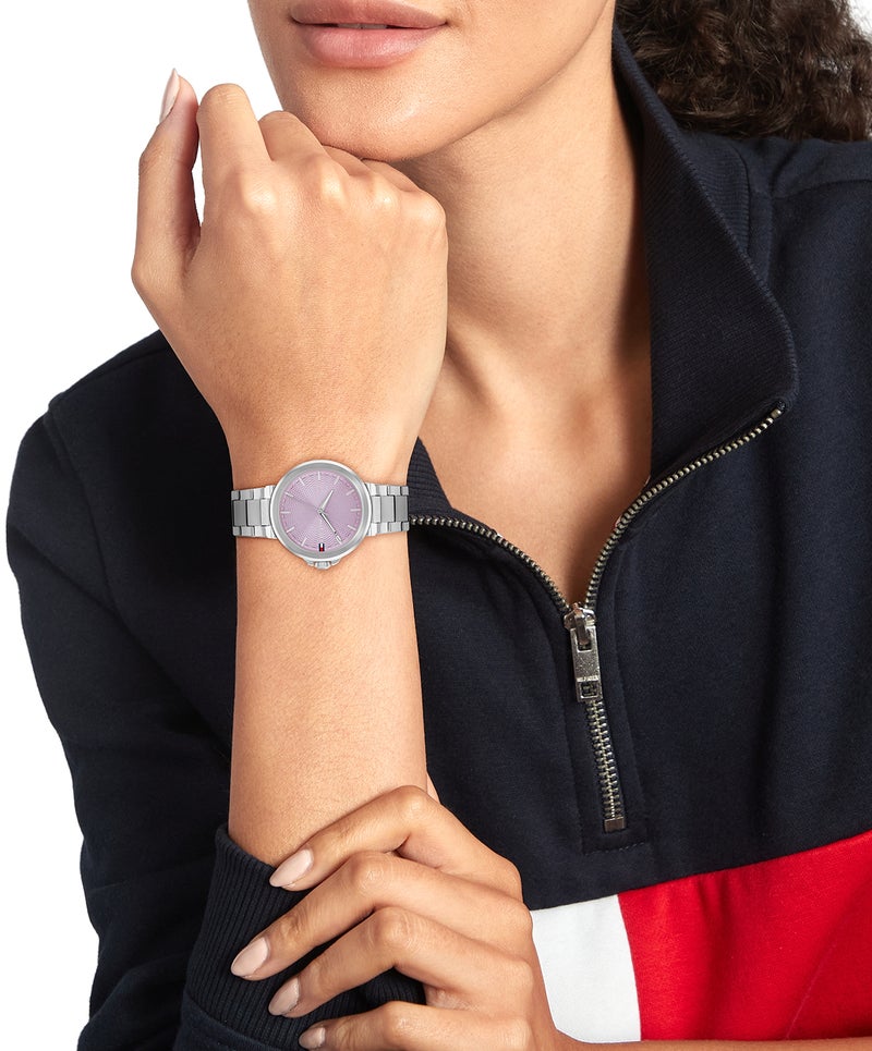 TOMMY HILFIGER ساعة نسائية بعلبة من الفولاذ المقاوم للصدأ بتصميم دائري - Image 4