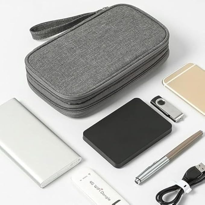 ELECTRONIC ORGANIZER BAG, WATER-RESISTANT TRAVEL CABLE ORGANIZER BAG POUCH ELECTRONIC ACCESSORIES CARRY CASE PORTABLE DOUBLE LAYERS STORAGE BAG FOR CABLE, CORD, CHARGER, SD CARD, PHONE, EARPHONE - Image 3