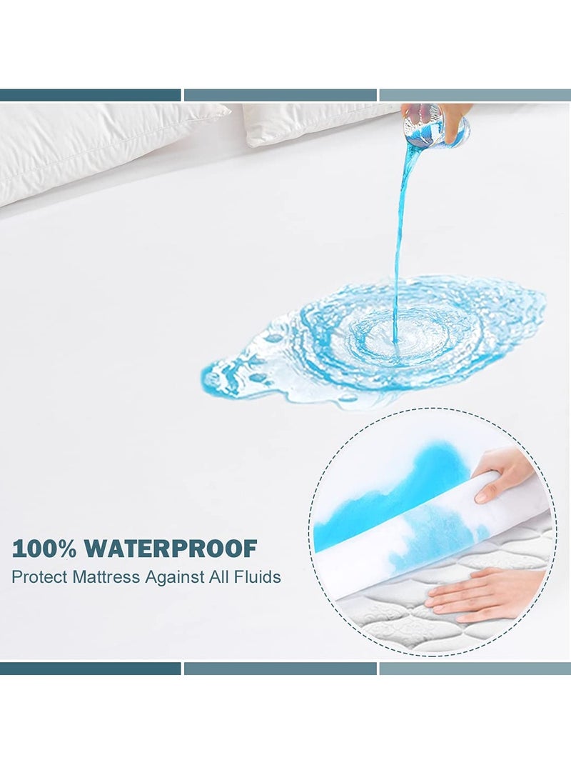 Waterproof Mattress Protector - Terry Cotton, Hypoallergenic, Breathable, Ultra Soft, Fitted Sheet Style (Fits Up to 30cm) - Protects Against Spills, Stains, Dust Mites u0026 Allergens - Image 3