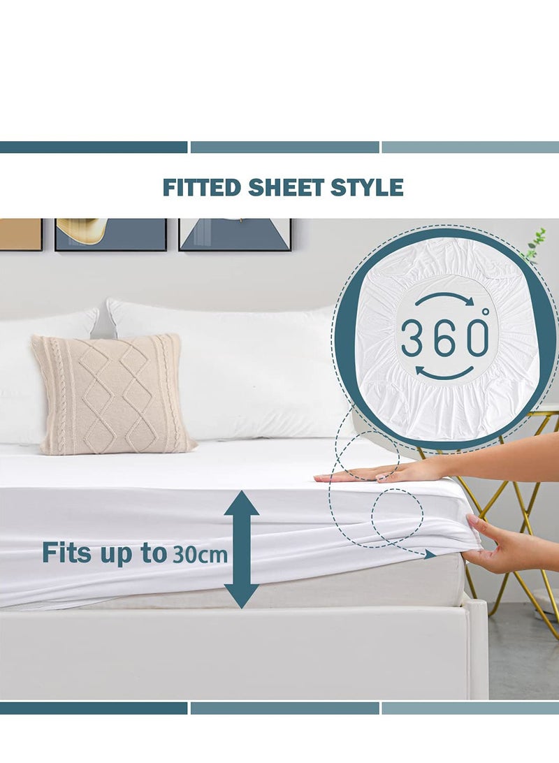 Waterproof Mattress Protector - Terry Cotton, Hypoallergenic, Breathable, Ultra Soft, Fitted Sheet Style (Fits Up to 30cm) - Protects Against Spills, Stains, Dust Mites u0026 Allergens - Image 5