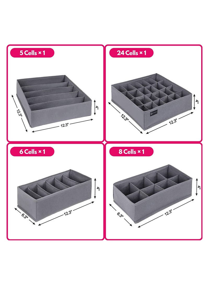 4 PCS Drawer Organizer Wardrobe Clothes Storage Organizer Box Underwear Bra Organiser Closet Drawer Divider for Skirts Socks Bras Panties Scarf  - Image 3