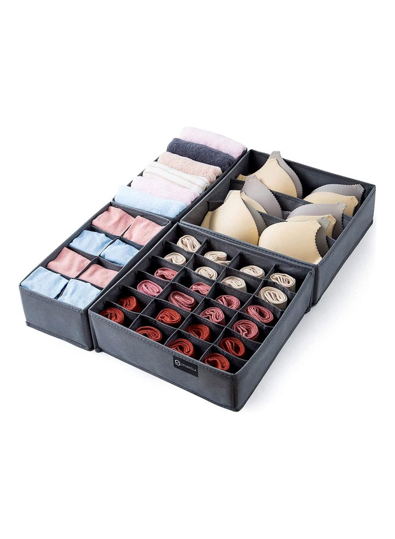 4 PCS Drawer Organizer Wardrobe Clothes Storage Organizer Box Underwear Bra Organiser Closet Drawer Divider for Skirts Socks Bras Panties Scarf  - Image 1