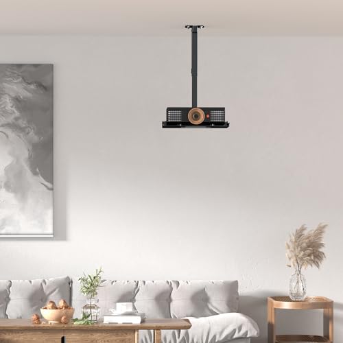 PUTORSEN Adjustable Projector Ceiling Mount,Universal Projector Shelf for Ceiling and Wall, Holds up to 22lbs，No Hole Installation, Hidden Cable Routing, Black - Image 2