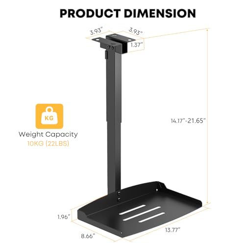 PUTORSEN Adjustable Projector Ceiling Mount,Universal Projector Shelf for Ceiling and Wall, Holds up to 22lbs，No Hole Installation, Hidden Cable Routing, Black - Image 3