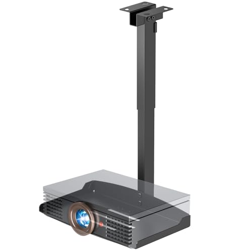 PUTORSEN Adjustable Projector Ceiling Mount,Universal Projector Shelf for Ceiling and Wall, Holds up to 22lbs，No Hole Installation, Hidden Cable Routing, Black - Image 1