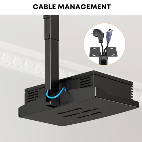 PUTORSEN Adjustable Projector Ceiling Mount,Universal Projector Shelf for Ceiling and Wall, Holds up to 22lbs，No Hole Installation, Hidden Cable Routing, Black - Image 5