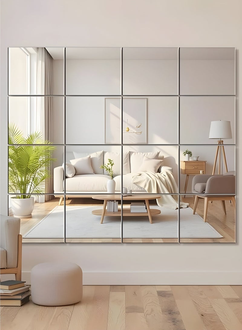 تايمي مرآة حائط كاملة الطول بمقاس 30x30سم,مكونة 16قطع من ملصقات مرآة الحائط بدون إطار ذاتية اللصق، مرآة مكياج عالية الدقة - Image 1