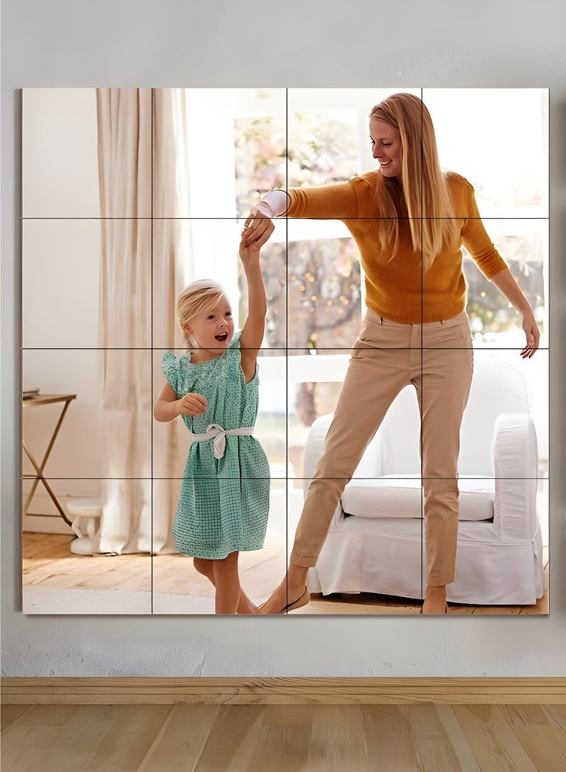 تايمي مرآة حائط كاملة الطول بمقاس 30x30سم,مكونة 16قطع من ملصقات مرآة الحائط بدون إطار ذاتية اللصق، مرآة مكياج عالية الدقة - Image 3