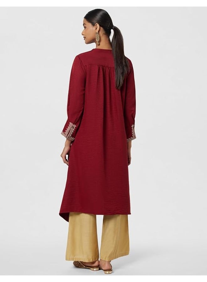 BIBA Women Polyester Straight Dyed Kurta M - Image 4