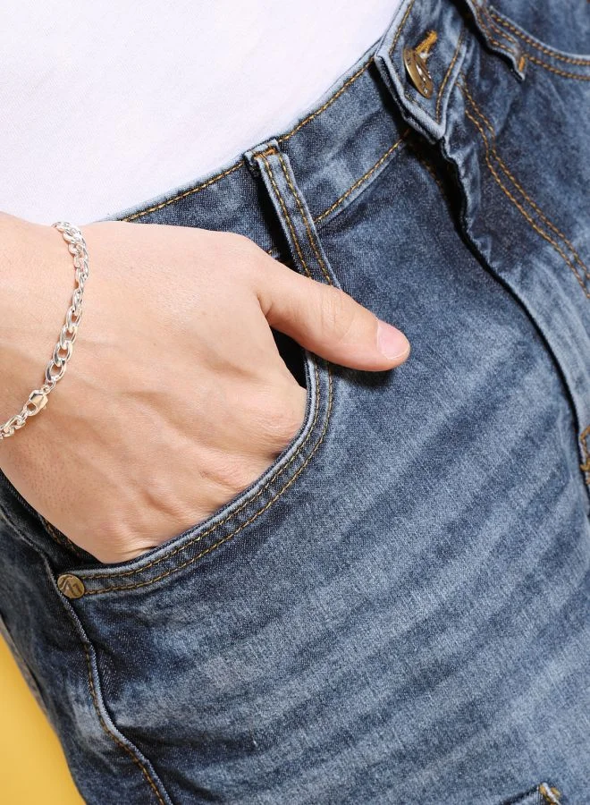 شركة المرآب الهندية Men G-505-CARGO SHORTS Solid Mid-Rise Denim Cargo Shorts