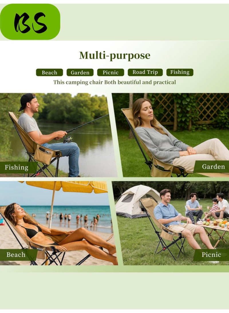 BS Outdoor portable camping chair | reclining chair | three-position adjustable angle | lightweight folding camping chair, 200 kg load capacity, high-back padded beach chair with armrests and portable carrying case, Ideal for Office Naps, Fishing, Patio, Camping, Movie Nights, and Sports Viewing. - Image 3