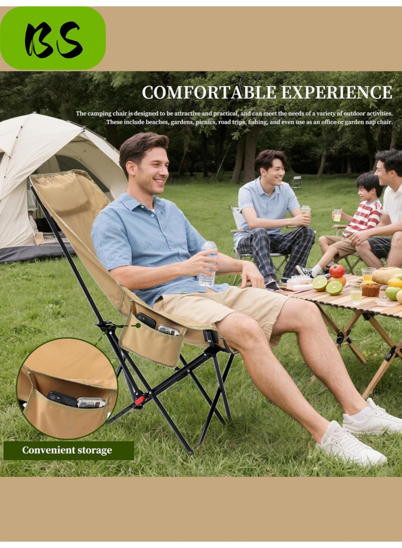 BS Outdoor portable camping chair | reclining chair | three-position adjustable angle | lightweight folding camping chair, 200 kg load capacity, high-back padded beach chair with armrests and portable carrying case, Ideal for Office Naps, Fishing, Patio, Camping, Movie Nights, and Sports Viewing. - Image 5