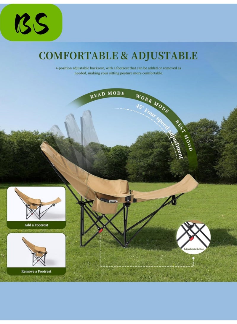 BS Outdoor portable camping chair | reclining chair | three-position adjustable angle | lightweight folding camping chair, 200 kg load capacity, high-back padded beach chair with armrests and portable carrying case, Ideal for Office Naps, Fishing, Patio, Camping, Movie Nights, and Sports Viewing. - Image 5