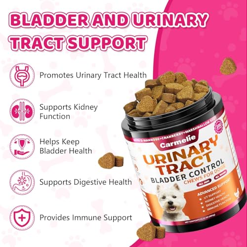 Carmelie Dog Urinary Tract Supplement, Cranberry Supplement for Dog Urinary Tract, Cranberry Chews for Dogs with D-Mannose, Kidney+Bladder Support, Digestion & Immune Support-200Chews - Image 3