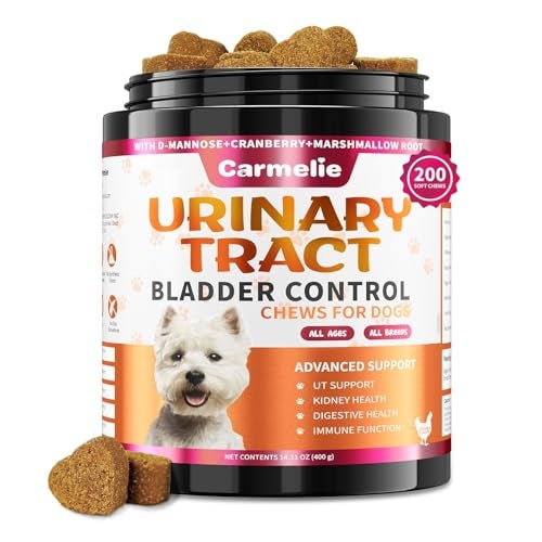 Carmelie Dog Urinary Tract Supplement, Cranberry Supplement for Dog Urinary Tract, Cranberry Chews for Dogs with D-Mannose, Kidney+Bladder Support, Digestion & Immune Support-200Chews - Image 1