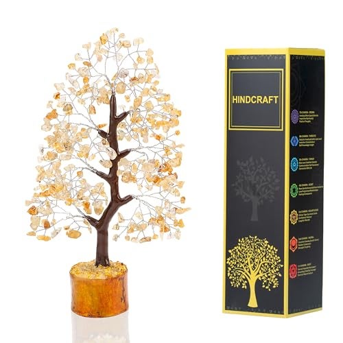 HindCraft Citrine Crystal Tree of Life | Decorative Artificial Tree for Home & Office | Feng Shui Money Tree for Success & Vitality | Gift for Men & Women – Housewarming, Birthday & Anniversary - Image 1