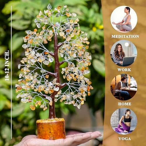 HindCraft Citrine Crystal Tree of Life | Decorative Artificial Tree for Home & Office | Feng Shui Money Tree for Success & Vitality | Gift for Men & Women – Housewarming, Birthday & Anniversary - Image 2