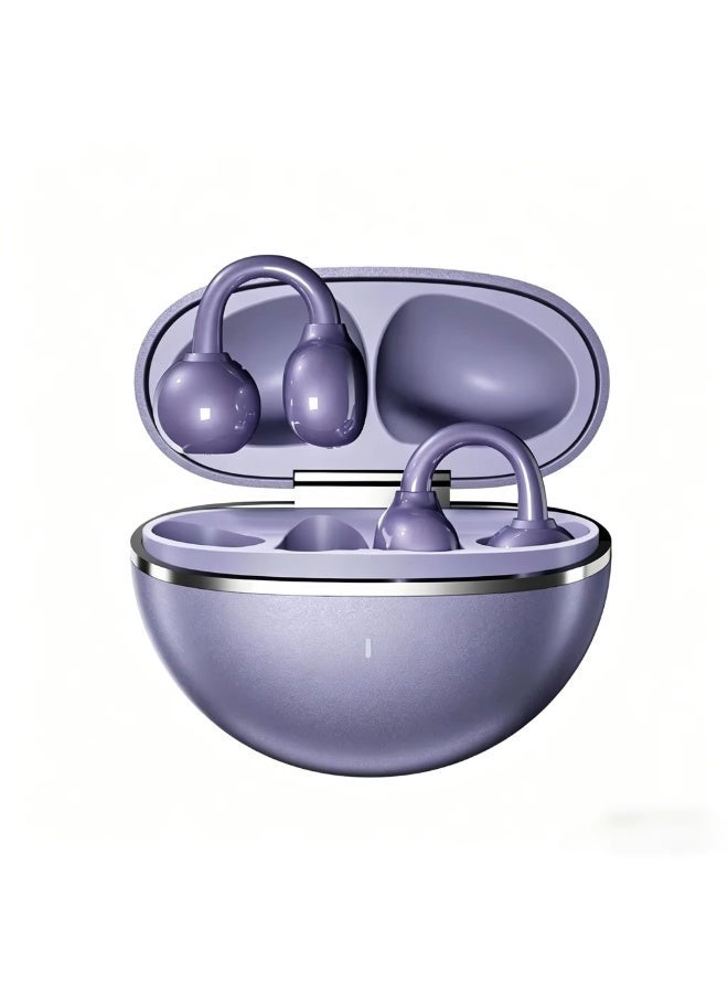 GTS26 Wireless Earphones Bluetooth 5.4 Spatial Audio Stable Fit Earbuds Sports Ear Clip-on Noise Canceling Purple - Image 2