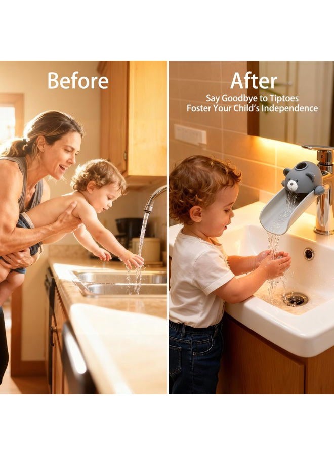 Skyroku 2 Pack Faucet Extender for Toddlers, Sink Extenders with Temperature Sensitive for Kids Hand Washing Sink Faucet Extension,Suitable for Bathroom Sink, Kitchen,Bathtub (Grey) - Image 2
