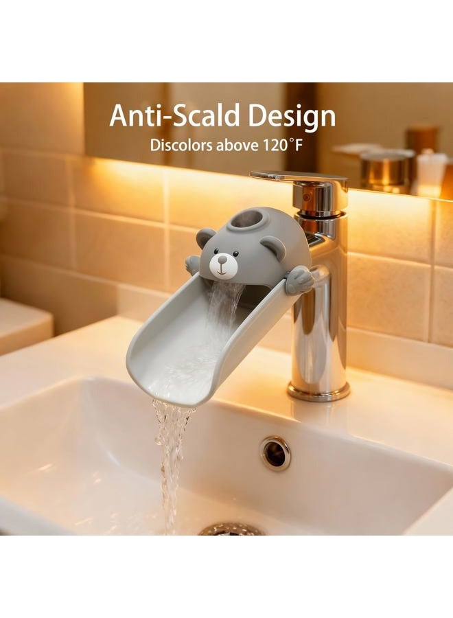 Skyroku 2 Pack Faucet Extender for Toddlers, Sink Extenders with Temperature Sensitive for Kids Hand Washing Sink Faucet Extension,Suitable for Bathroom Sink, Kitchen,Bathtub (Grey) - Image 3