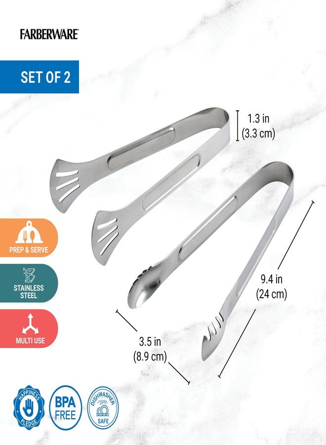 Farberware Professional Stainless Steel Mini Tongs, Versatile and Durable Set of 2 - Image 4