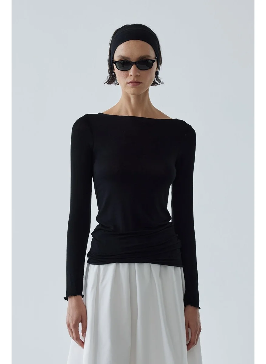 سود كوليكشن Saud Collection Black Lindy Cotton Bodysuit