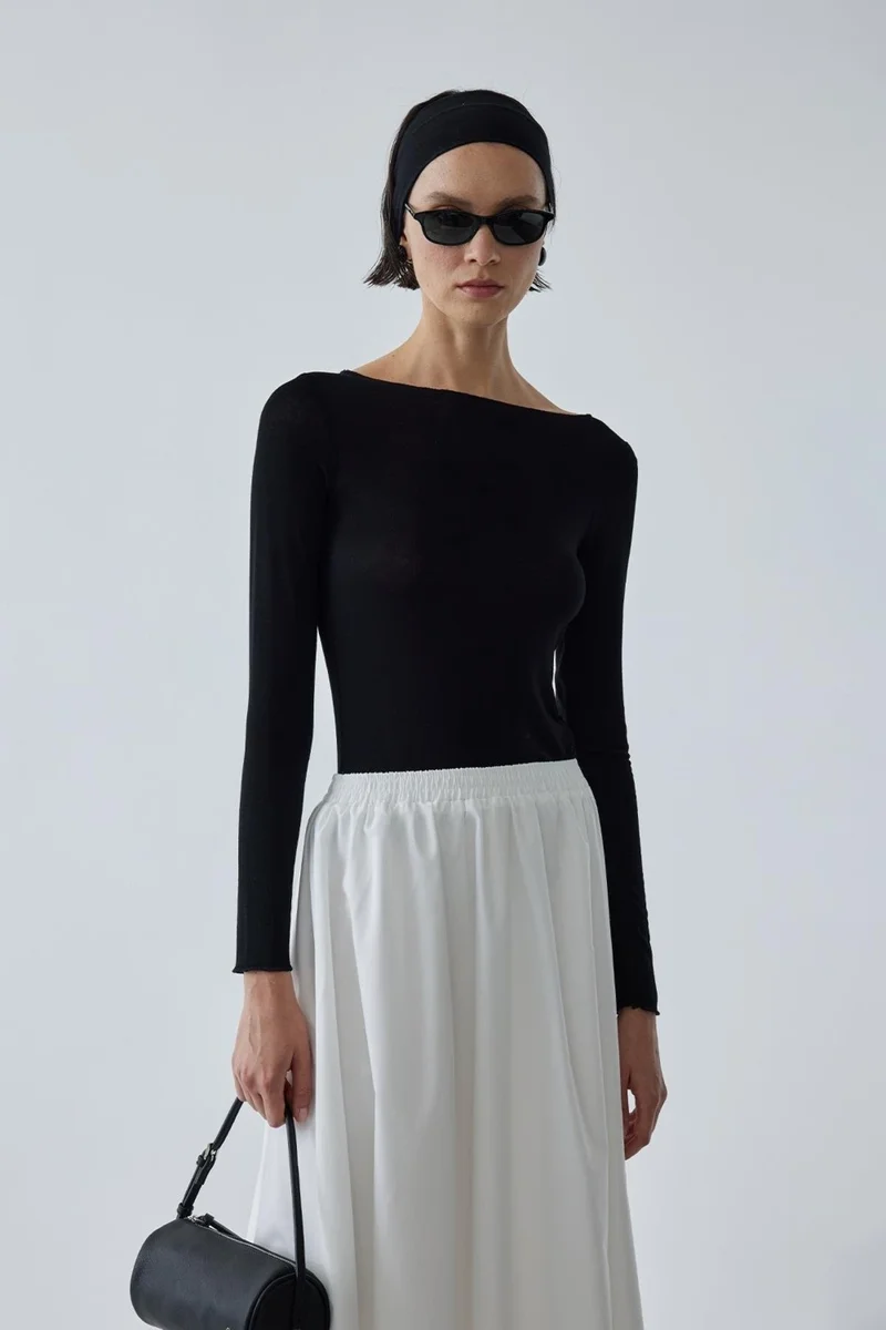 سود كوليكشن Saud Collection Black Lindy Cotton Bodysuit