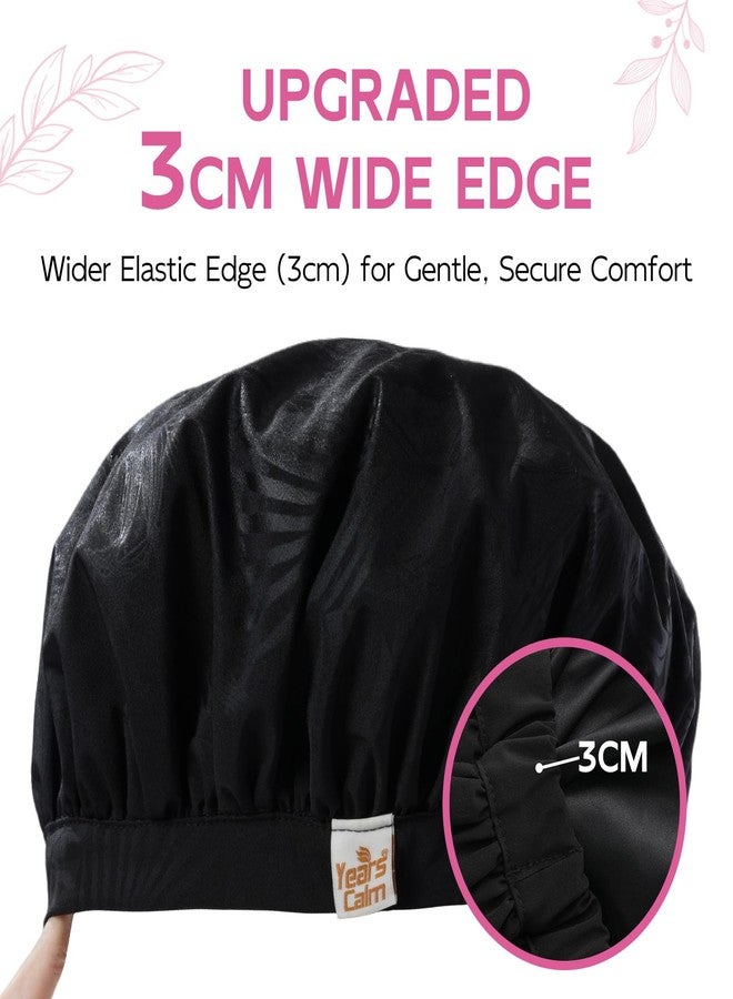 Years Calm Color Changing Shower Cap, Waterproof Shower Cap for Women - Reusable, Satin Lining, Bathing Cap for Various Hairstyles, Fits Spa/Shower/Cooking (Black) - Image 3