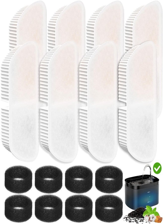 Petilog Cat Water Fountain Filters for 84oz/2.5L Petilog Pet Water Dispenser Fountain (8 Filters& 8Sponges) - Image 1