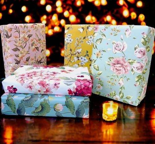 Pack of 5, Gift Wrapping Paper Sheet, Gift Paper, Gift Wrap Roll, Gift Papers Sheets, Gift Wrapping Paper for Kids (Floral) - Image 3