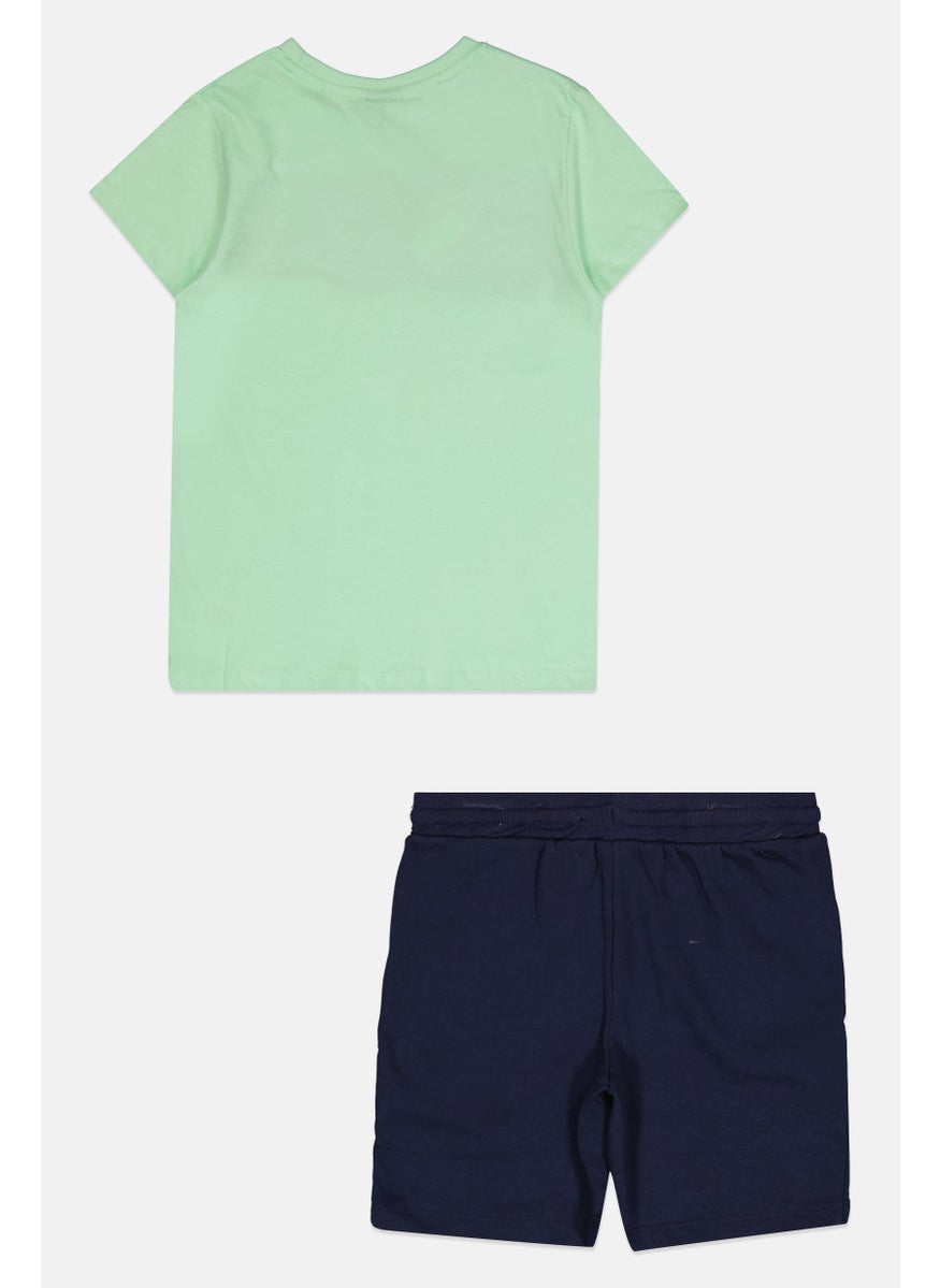 Ellesse - Kids Boy 2 Pieces Brand Logo Training Top And Bottom Set, Mint Green/Navy - Image 1