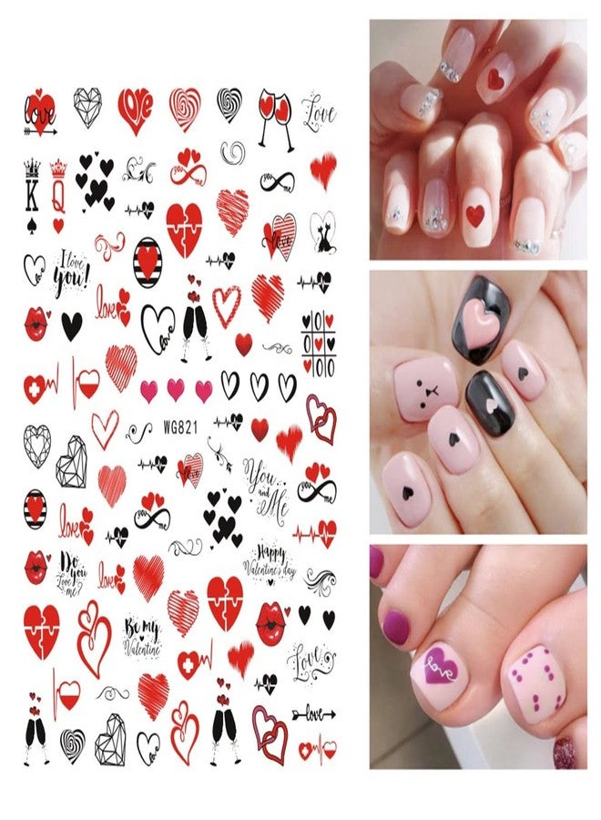 YKZFUI Heart Nail Stickers - 6 Sheets Love Heart Nail Decals, Paper & Vinyl, Holographic Design, Black, Reusable, Indoor Use, Women, Adult, Winter - Image 5