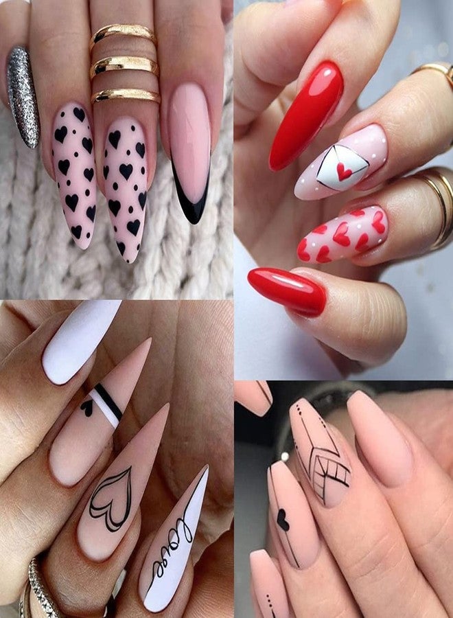 YKZFUI Heart Nail Stickers - 6 Sheets Love Heart Nail Decals, Paper & Vinyl, Holographic Design, Black, Reusable, Indoor Use, Women, Adult, Winter - Image 2