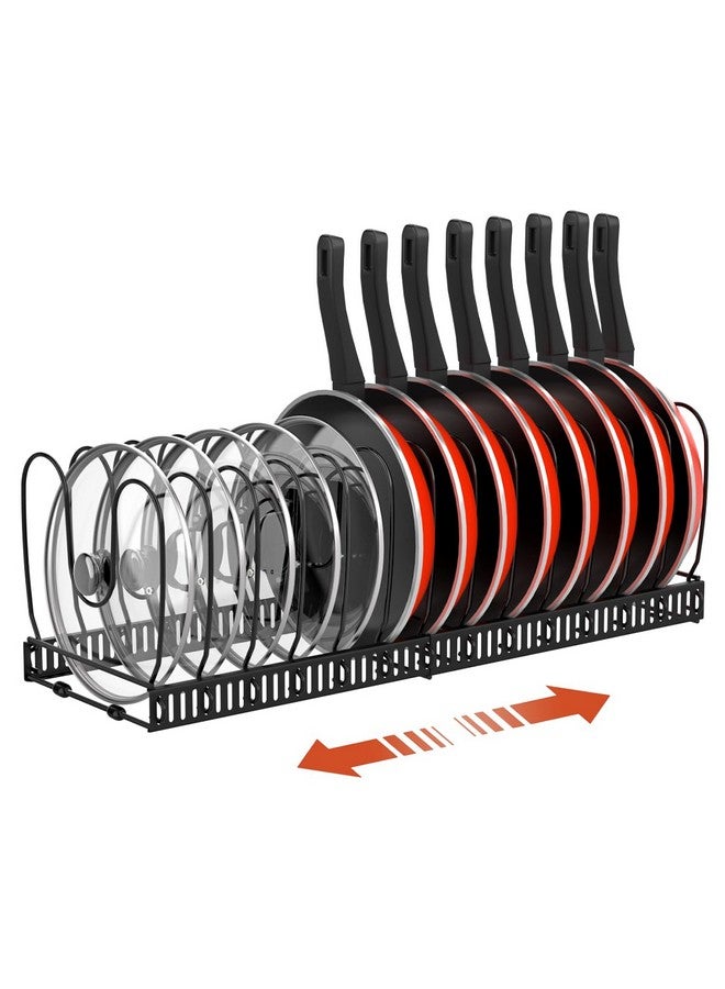 Housolution Pot and Pan Organizer Rack for Cabinet, Expandable Pot Lid Organizer Holder with 14 Adjustable Dividers, Fully Expanded Size 22.83" W x 7.09" D x 7.09" H, Black - Image 1