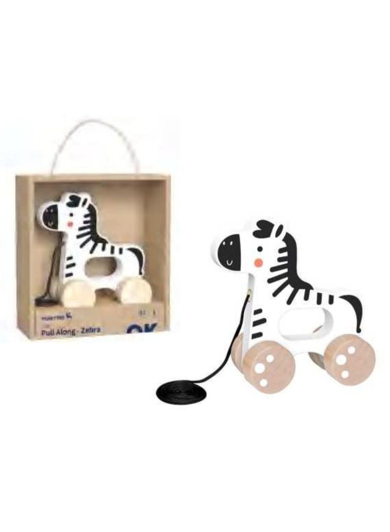 توكي توي Wooden Pull Along Zebra - Image 1
