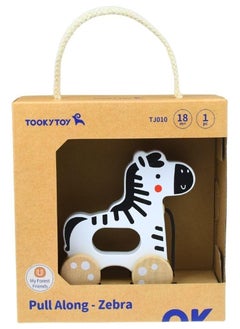 TOOKY TOY Wooden Pull Along Zebra  - Image 2