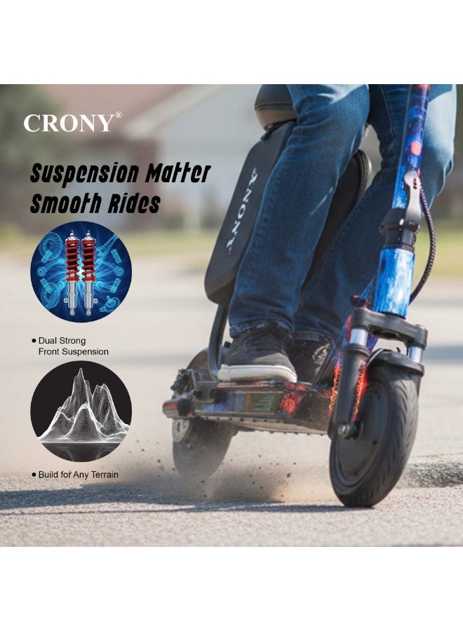 Crony M365 Kids Electric Scooter 500W, 36V 7.8Ah Battery, 25–35km/h Safe Speed, 15–20km Long-Range Ride, Foldable Lightweight E-Scooter for Boys & Girls, Adjustable Handlebar, LED Lights, Strong Frame 120kg Load, Beginner-Friendly Smooth Acceleration, Stable Braking System, Shock-Absorbing Design, Compact Portable Electric Kick Scooter for Teens & Children, M365 APP SEAT With Suspension Blue Camo - Image 3