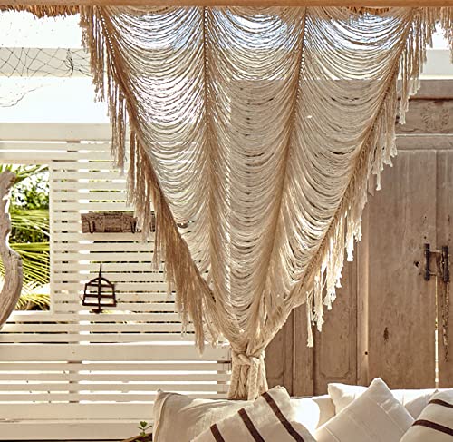 Flber Macrame Curtain Boho Curtain Doorway Window Wall Decor Fiber Yarn Art Craftsmanship Bedroom Headboard Décor,59" W x 75" H(1 Panel) - Image 2