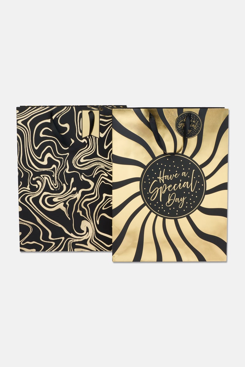 Stella Rose Set of 2 Jumbo Allover Print Gift Bags, Multicolor - Image 1