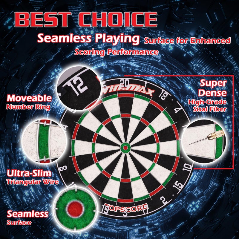 win.max لوحة دارت WIN.MAX - لوحة دارت من الفولاذ القابل للتثبيت للبالغين مجموعة لوحة دارت من الفولاذ القابل للتثبيت للبالغين حلقة أرقام دوارة هدف خالي من الدبابيس مع 12 سهم معدني (جديد) - Image 2
