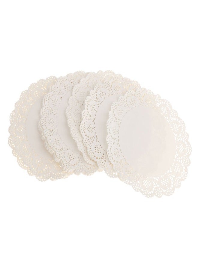 APSAMBR ® 4.5 Inch Paper Lace Doilies Cake Decoration Liner for Wedding Birthdays Parties Table Mats (White ; Shape : Round) - 100 Pieces - Image 2