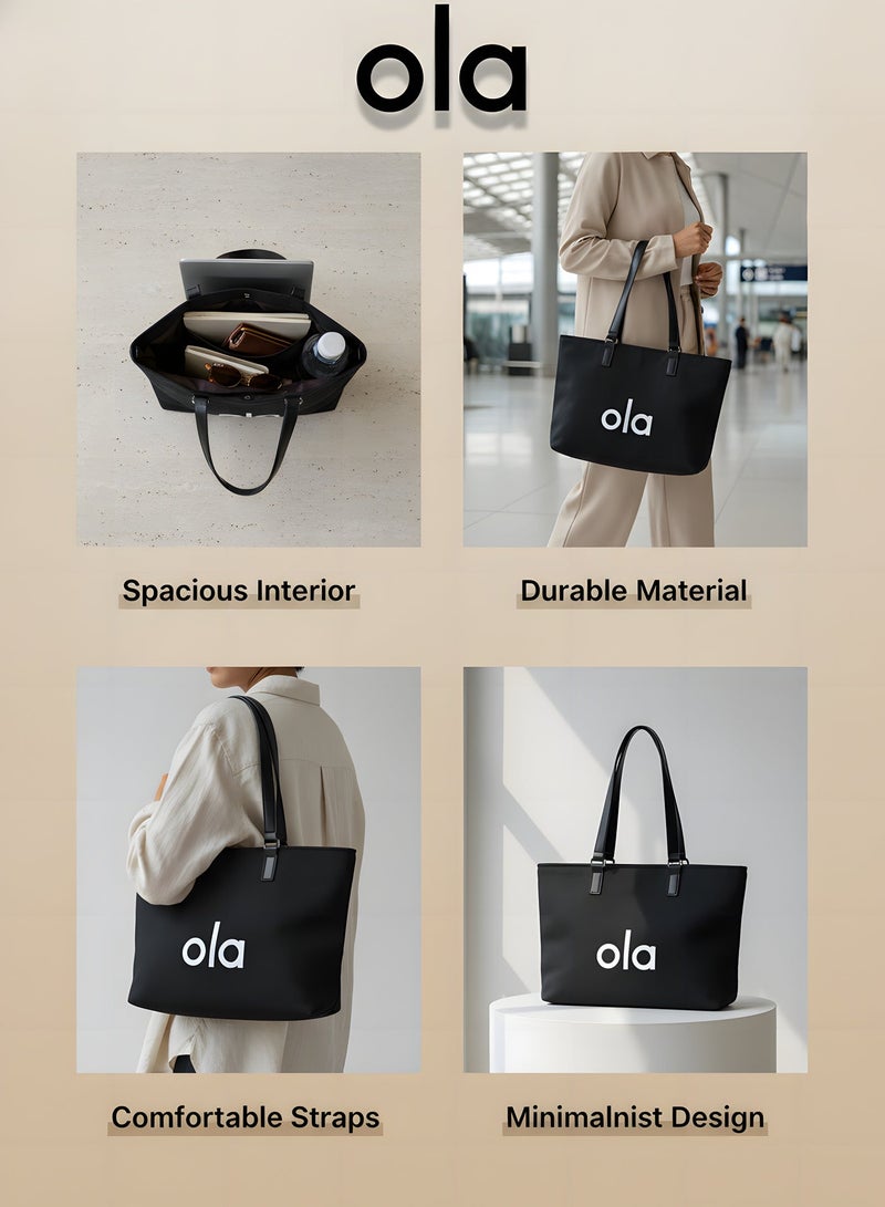 Large Capacity Women's Black Mesh Tote Bag, Casual Shoulder Handbag with PU Leather Straps, Lightweight Work Bag for Commute Shopping Travel - Image 2